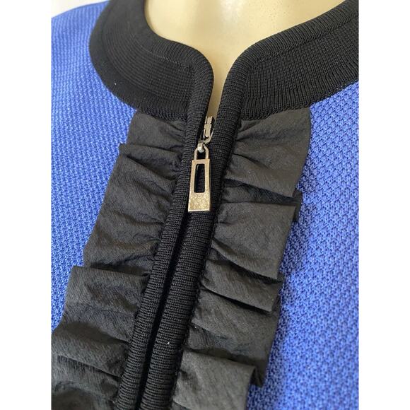 Exclusively Misook Blue Black Jacket Cardigan Sweater 3/4 Sleeve Texture… - Picture 5 of 6